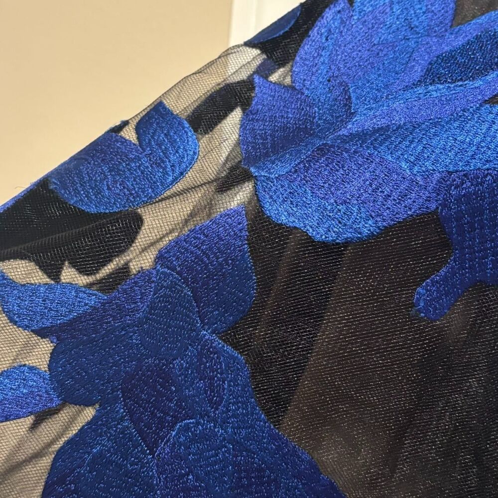 NWOT. $6490 OSCAR DE LA RENTA Embroidered Tulle Cocktail Dress Sz 4 blue - Picture 15 of 16